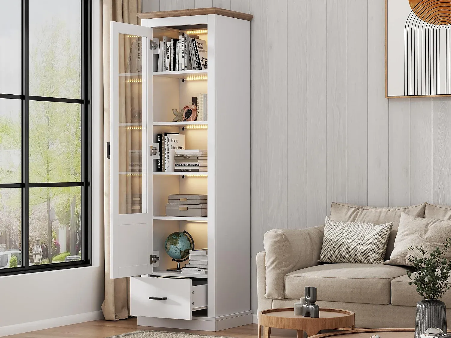 Wohnzimmer und Flur,Wohnzimmermöbel,Vitrinenschrank-HOMELORAE