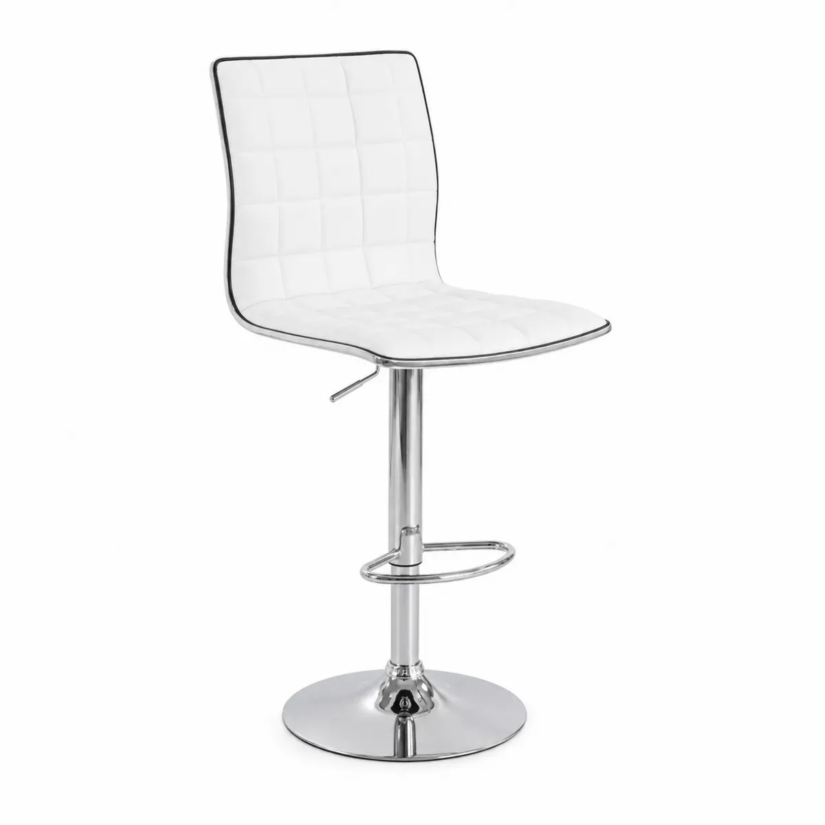 Taburete de Bar de Cuero Sintético Blanco con Base de Acero Cromado