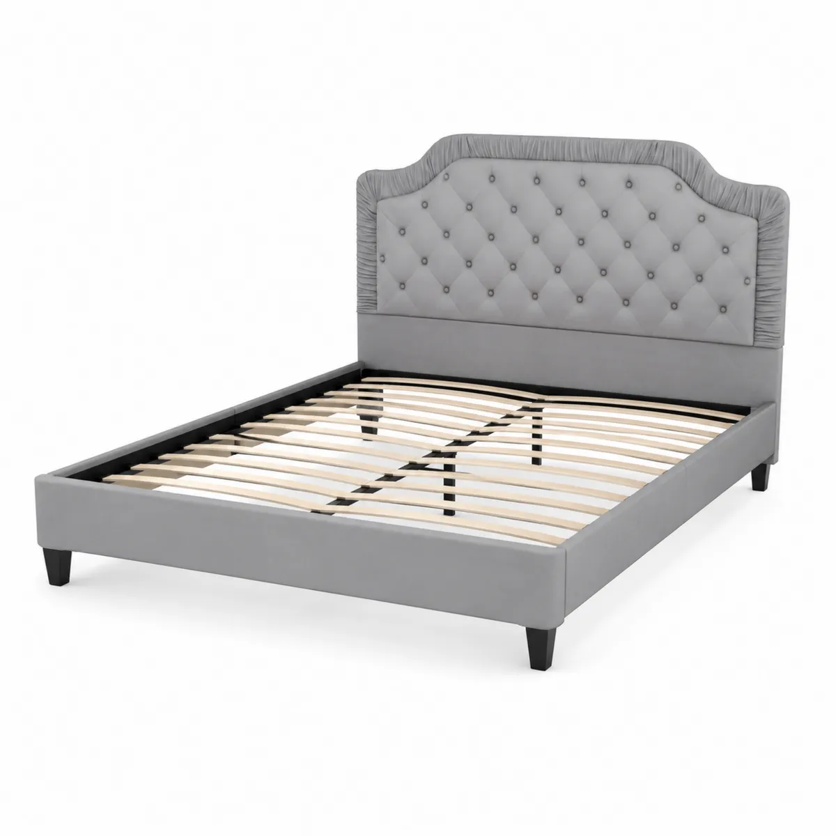 Cama de Matrimonio de Tela Gris 200x160 cm