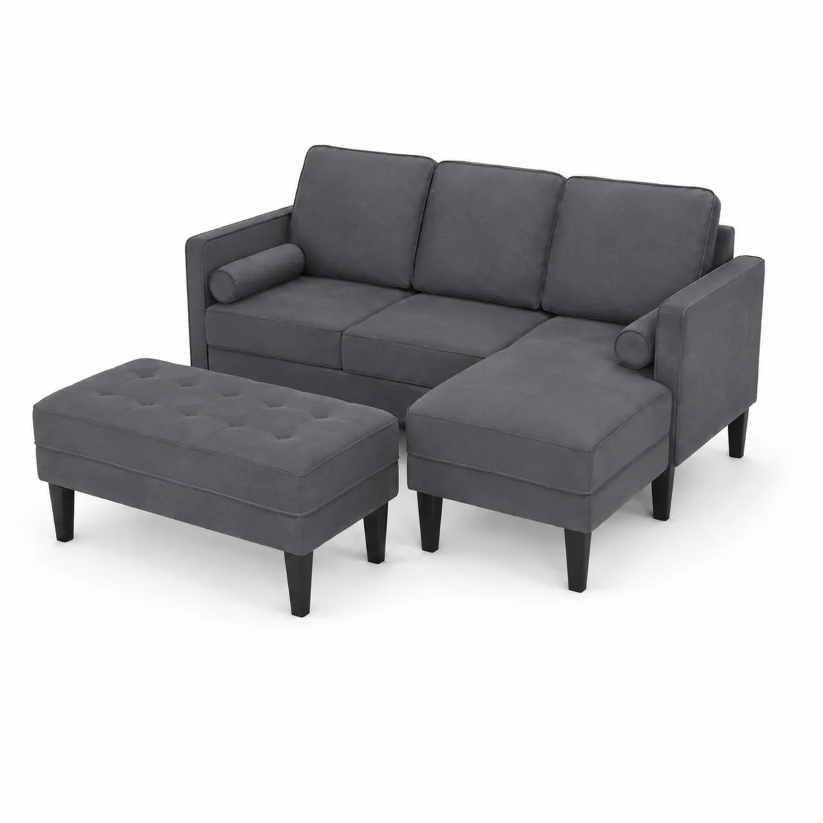 Conjunto de Sofá Modular de Tela Gris Oscuro
