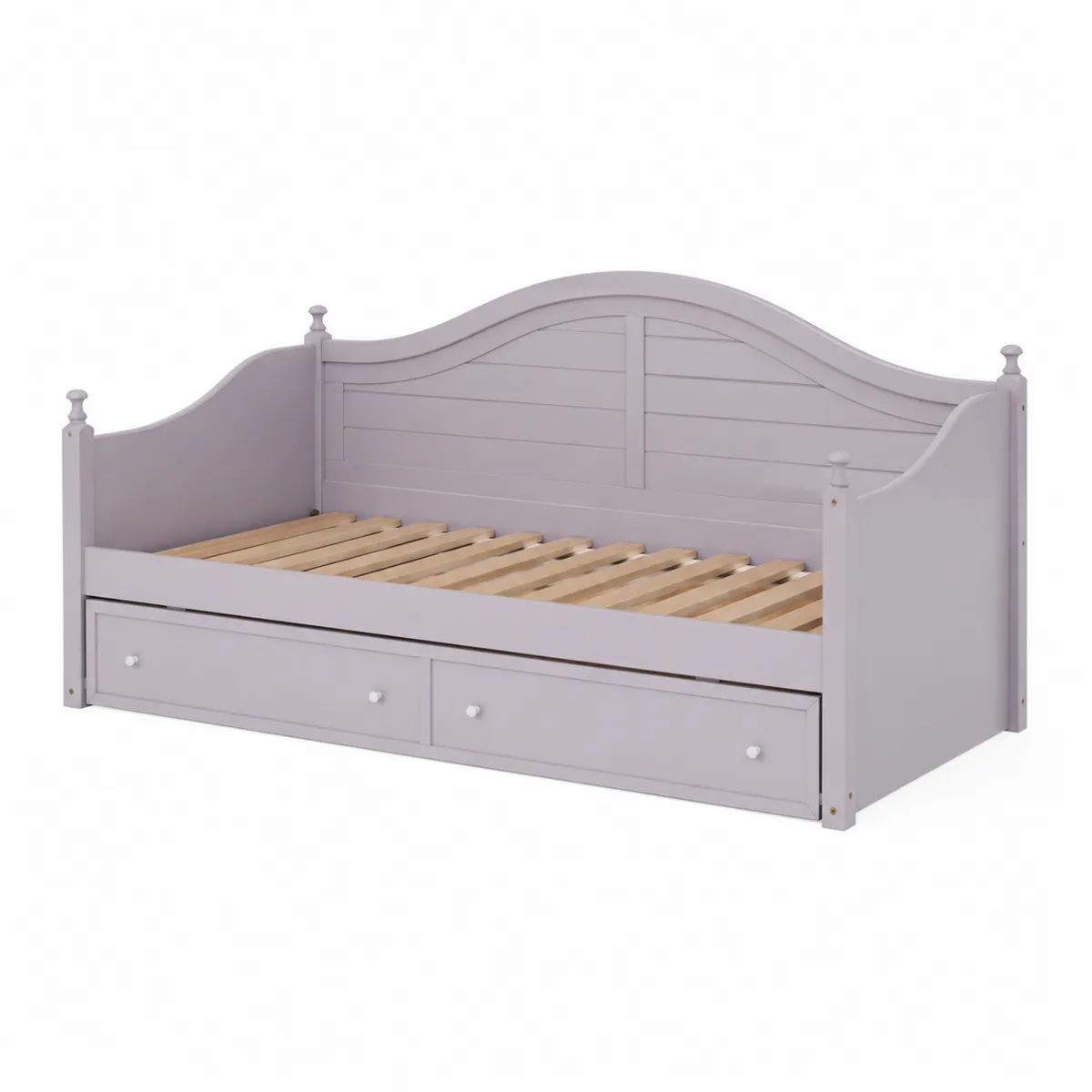 Cama de Madera con Cajones y Listones 200x90 cm Gris