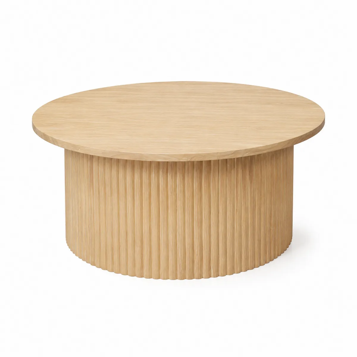 Mesa de centro redonda de madera de roble macizo 90 cm