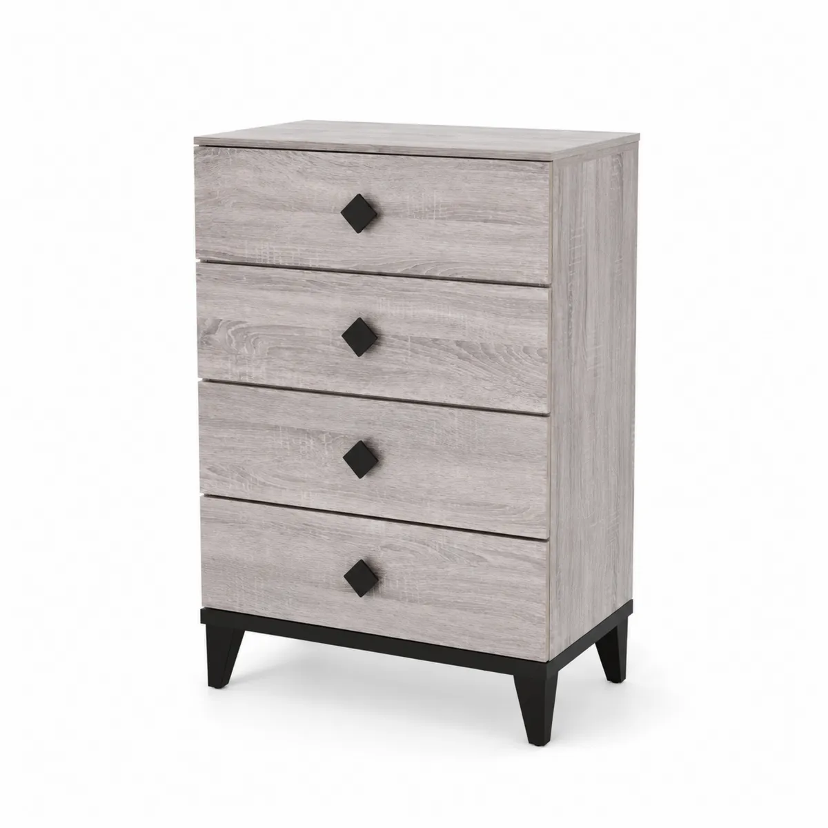 Cajonera de 4 cajones de MDF con patas negras