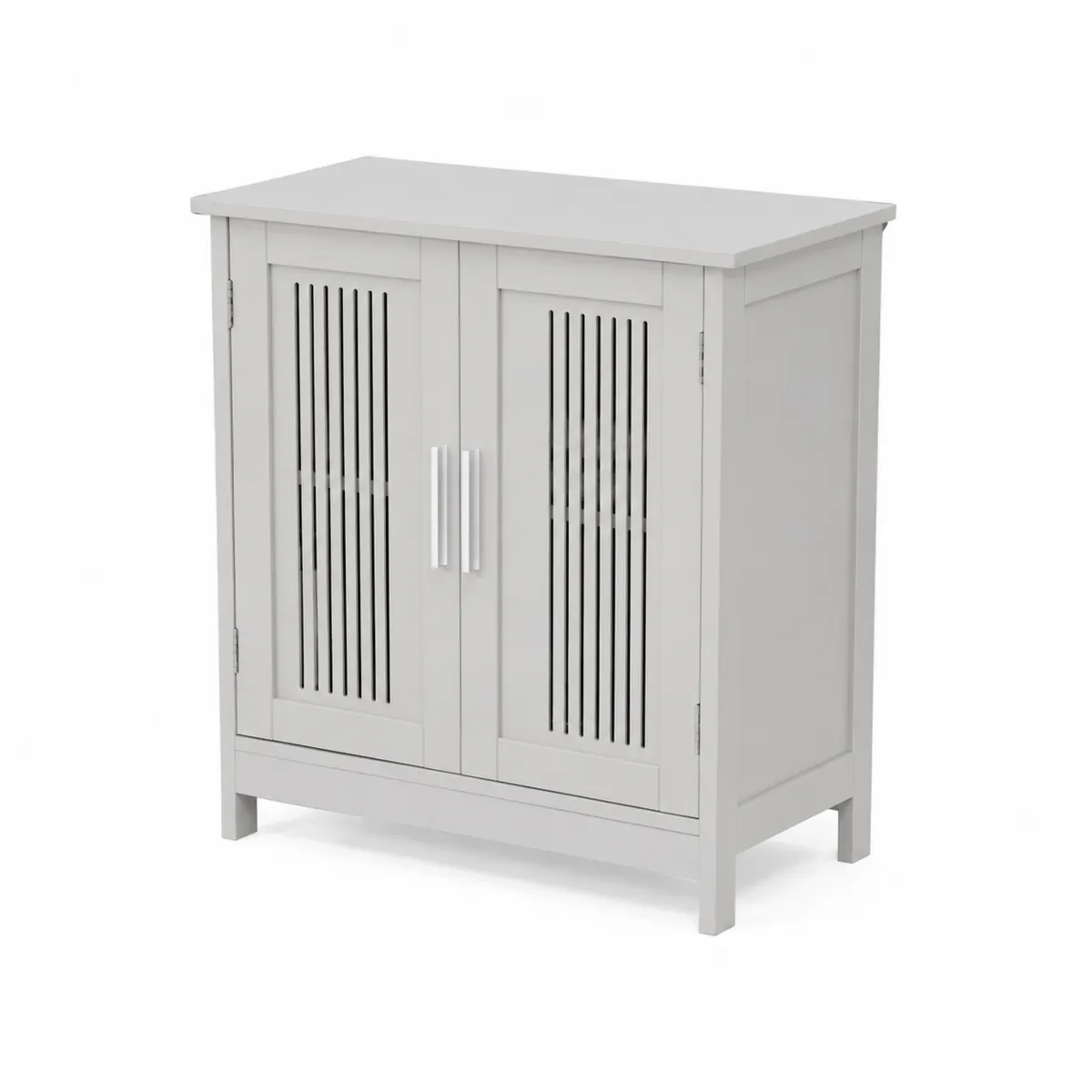 Aparador de Madera Blanco con Puertas de Listones 80x34x85 cm