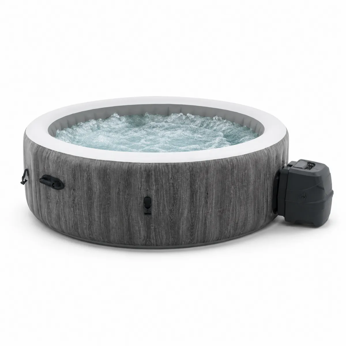 Jacuzzi inflable redondo 180x65 cm PVC gris efecto madera