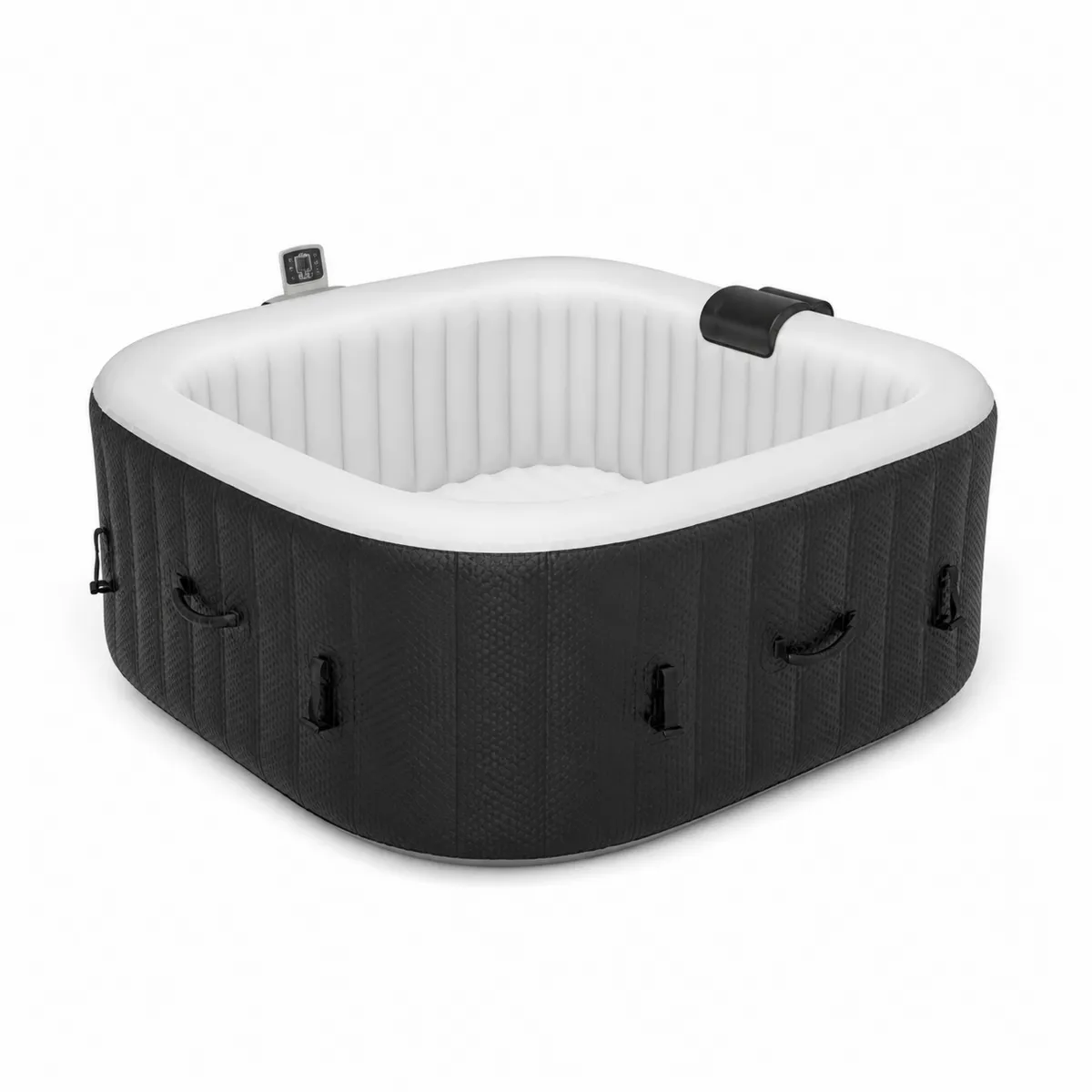 Jacuzzi hinchable cuadrado de PVC 185x185cm Blanco y Negro