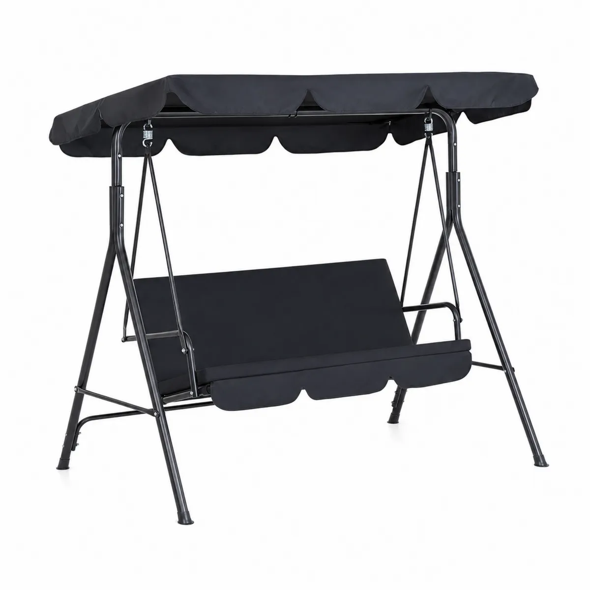 Columpio de Metal con Dosel Ajustable Negro 170 cm