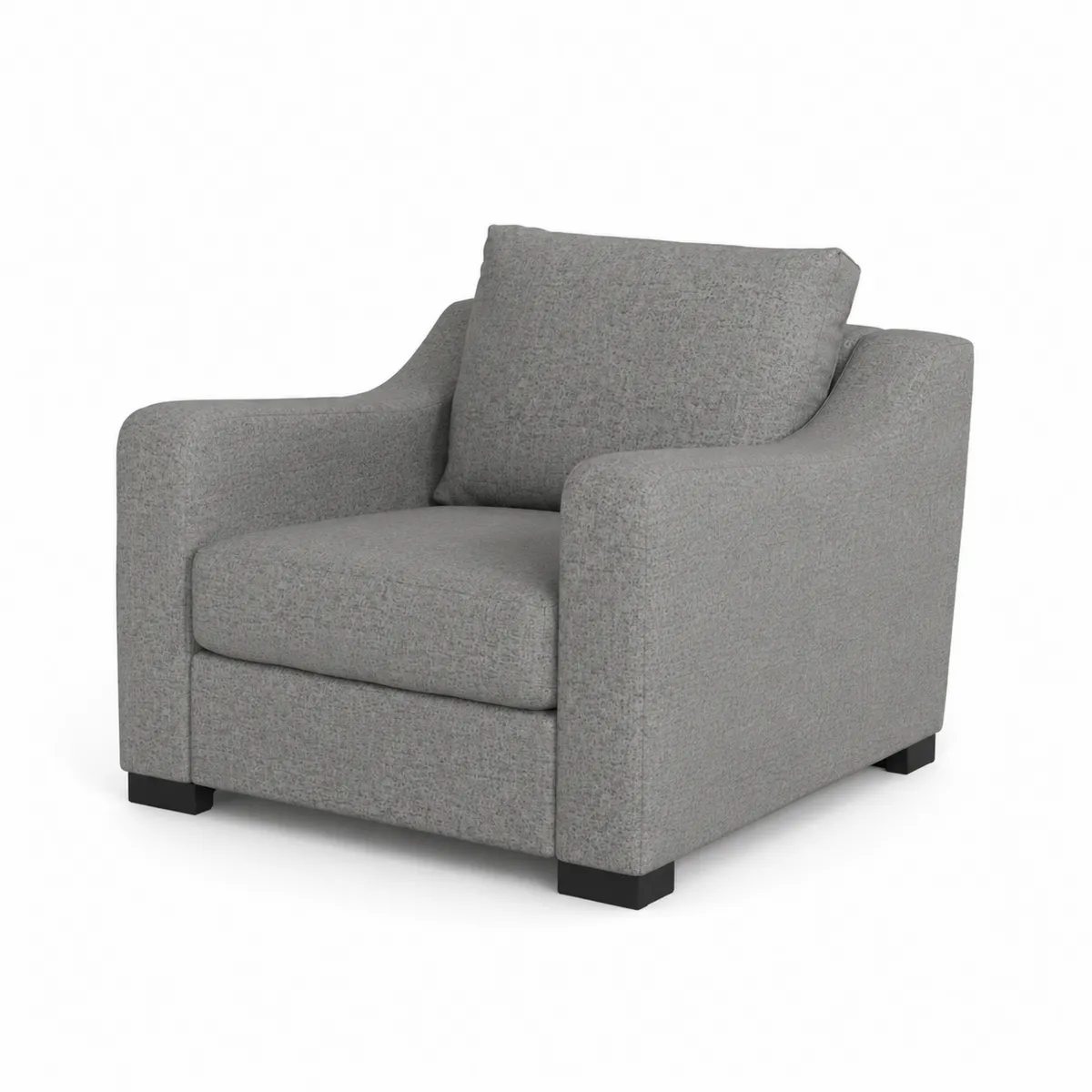 Sillón de poliéster gris con estructura de madera