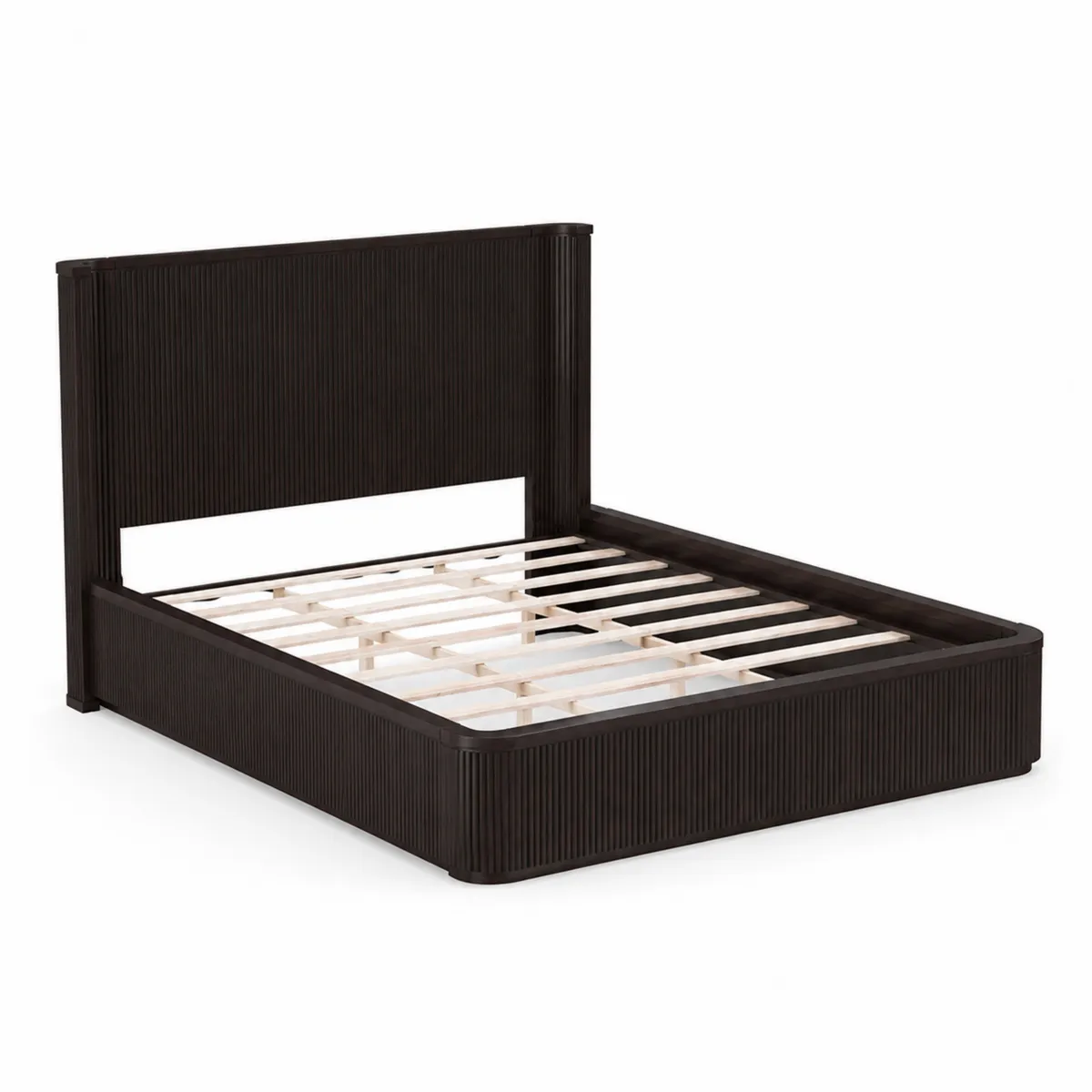 Cama de Madera con Cabecero y Estructura de Listones Marrón Oscuro 200x160 cm