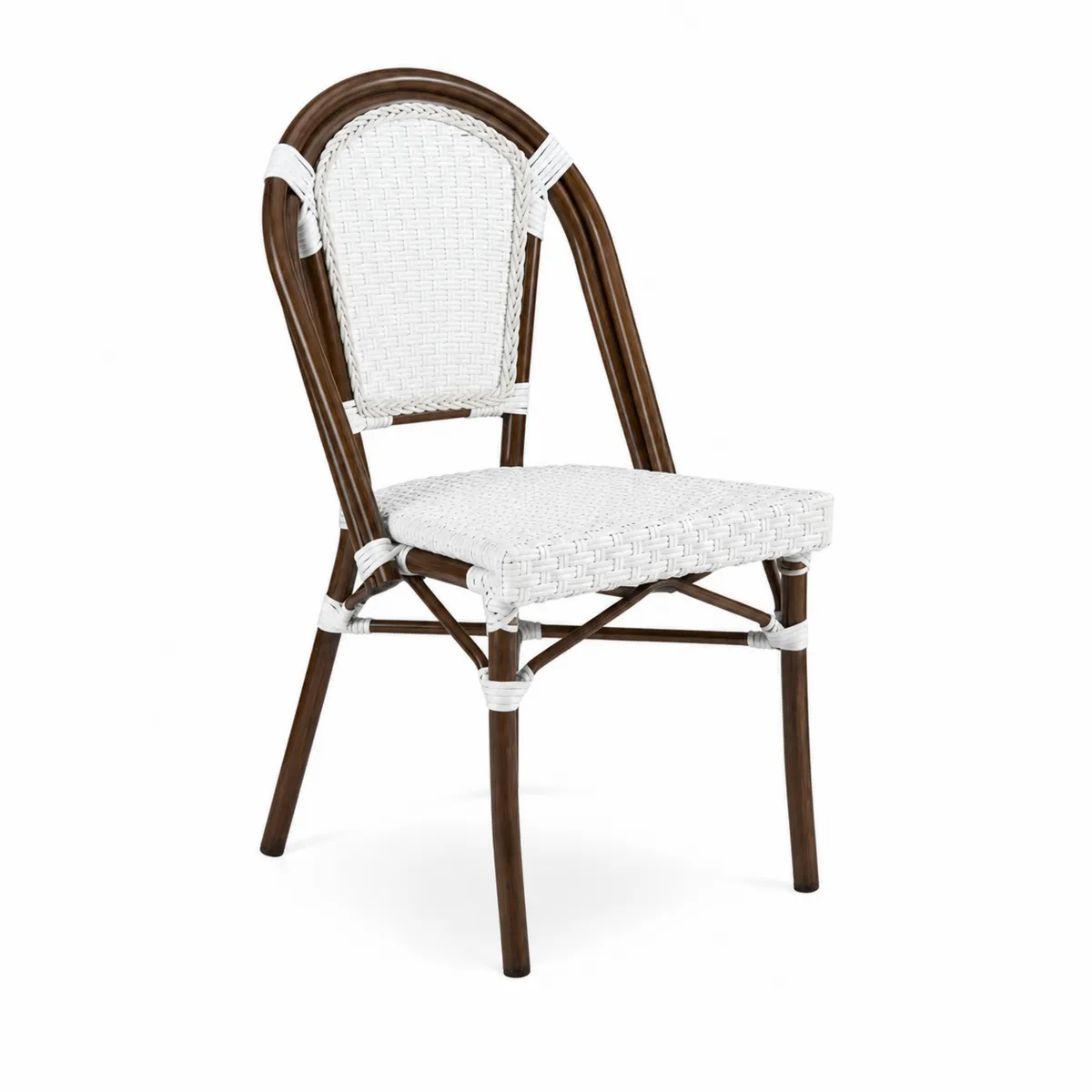 Silla de jardín de aluminio y ratán sintético blanco
