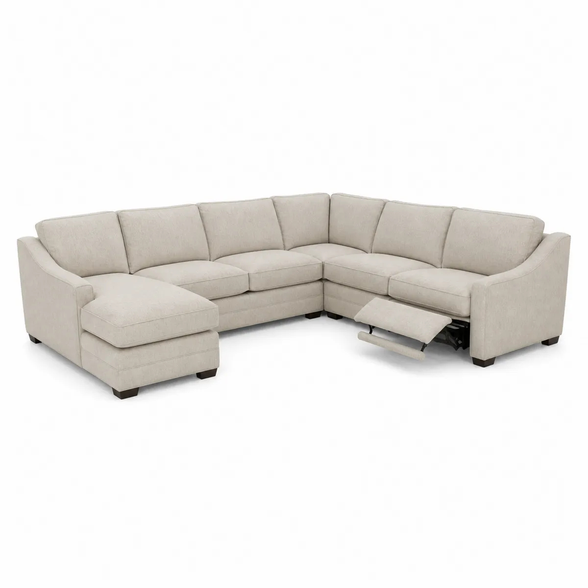 Sofá modular en L con chaise longue y reclinable beige