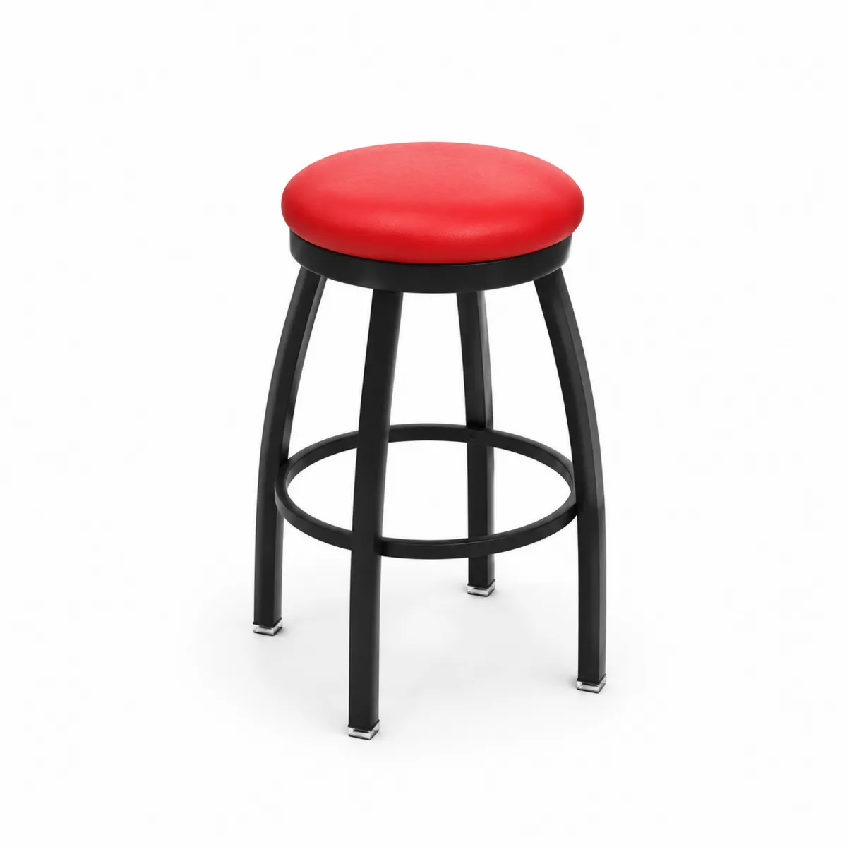 Taburete de Metal con Asiento de Cuero Sintético Rojo 75 cm