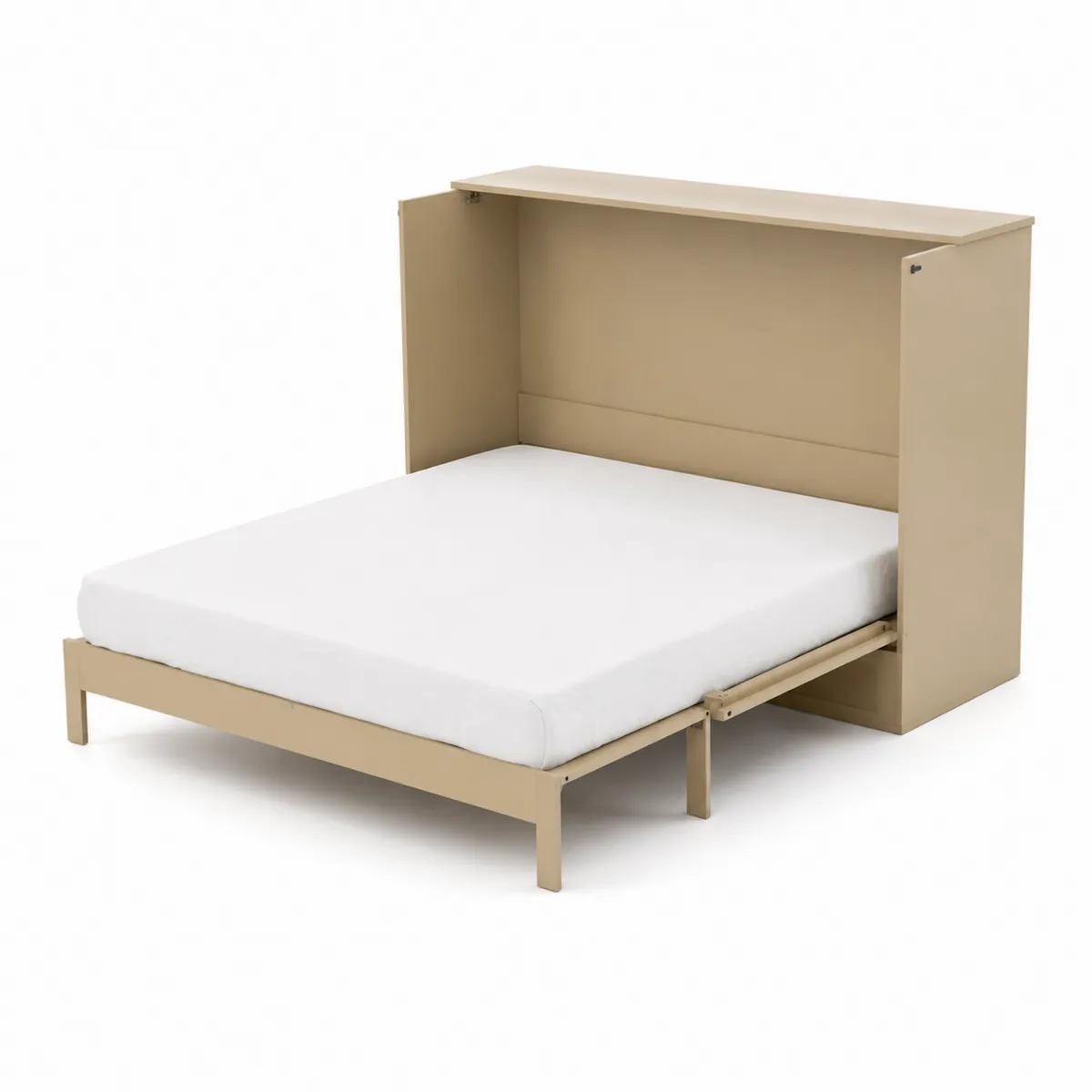 Cama abatible de pared de acero beige 200x160 cm