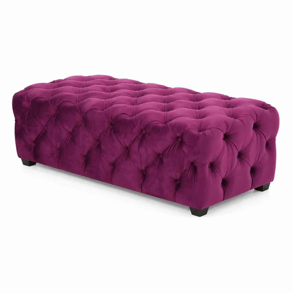 Banqueta de terciopelo capitoné color Fucsia 120 cm