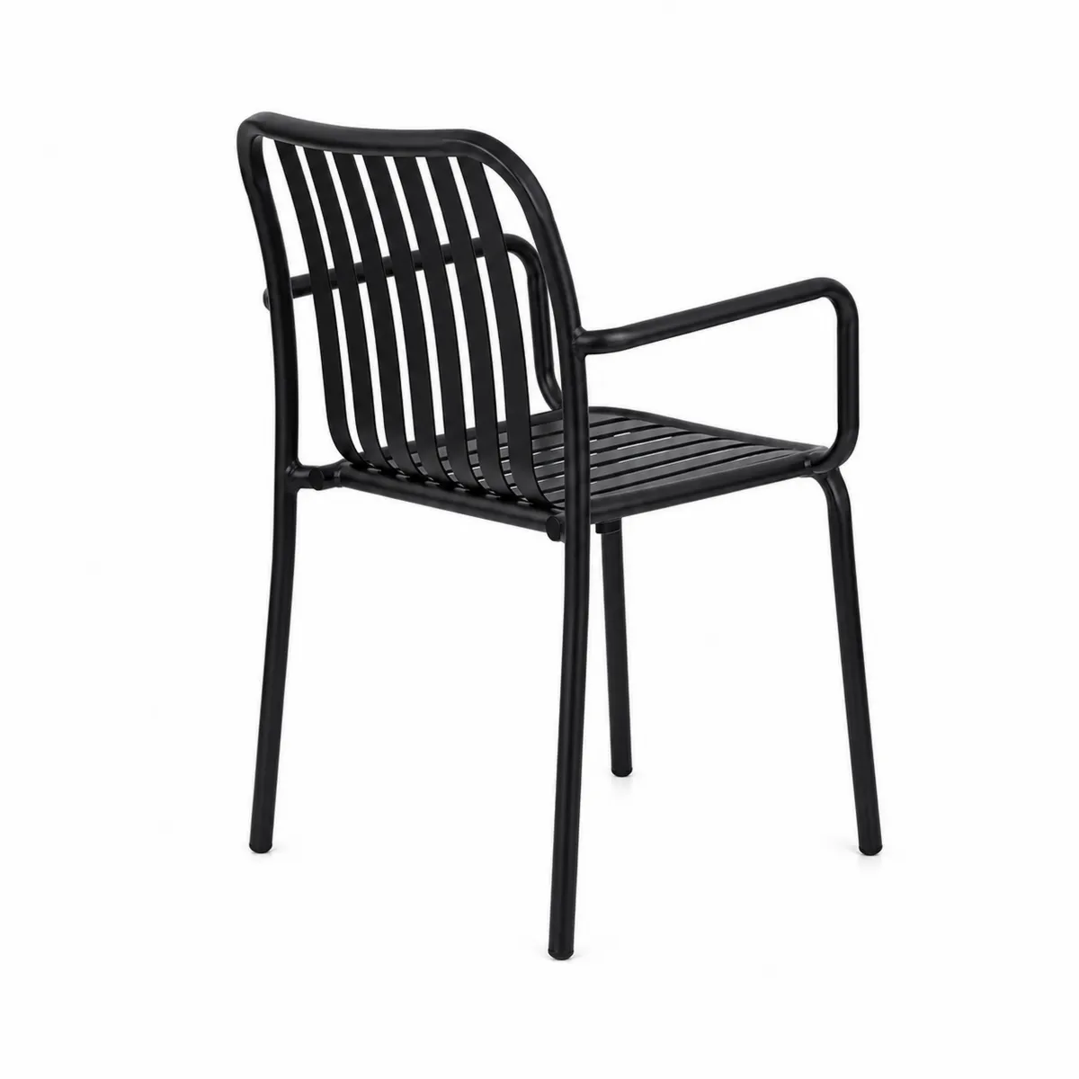 Silla de jardín con reposabrazos de aluminio negro