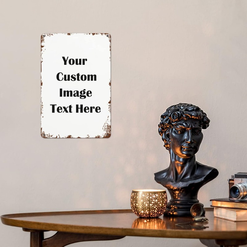 Custom Vintage Tin Sign - Personalize with Your Image, Text, Or Logo| Perfect for Home, Office, Bar And Gifts| Durable 8X12 Inch Wall Art, Vintage, Tin Sign