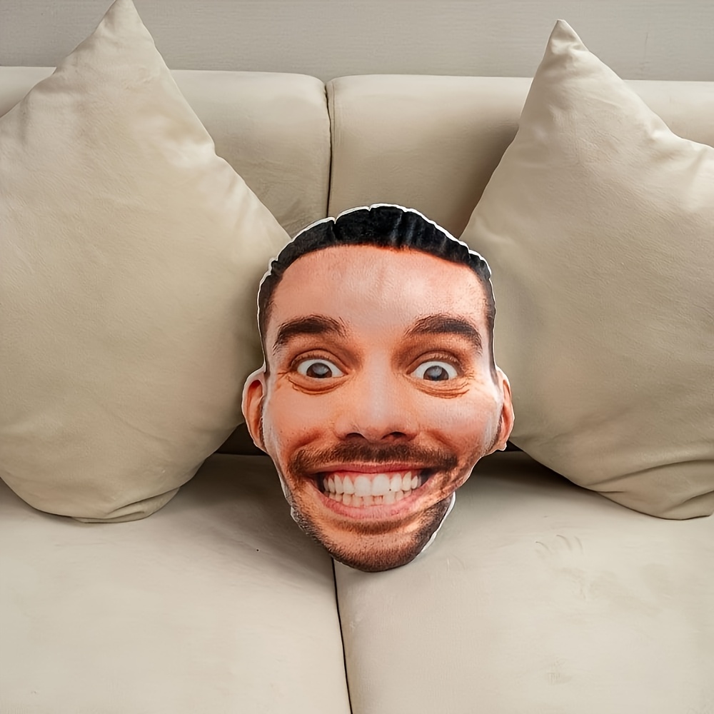 Customizable Fun Giant Head Photo Pillow, Personalized Pet Polypropylene Plush Cushion, Unique Gift, No White Border, Unique Ugly Pet Cushion, Double-Sided Printed Pillow, Essential Plush Cushion for Living Room, Bedroom, and Sofa