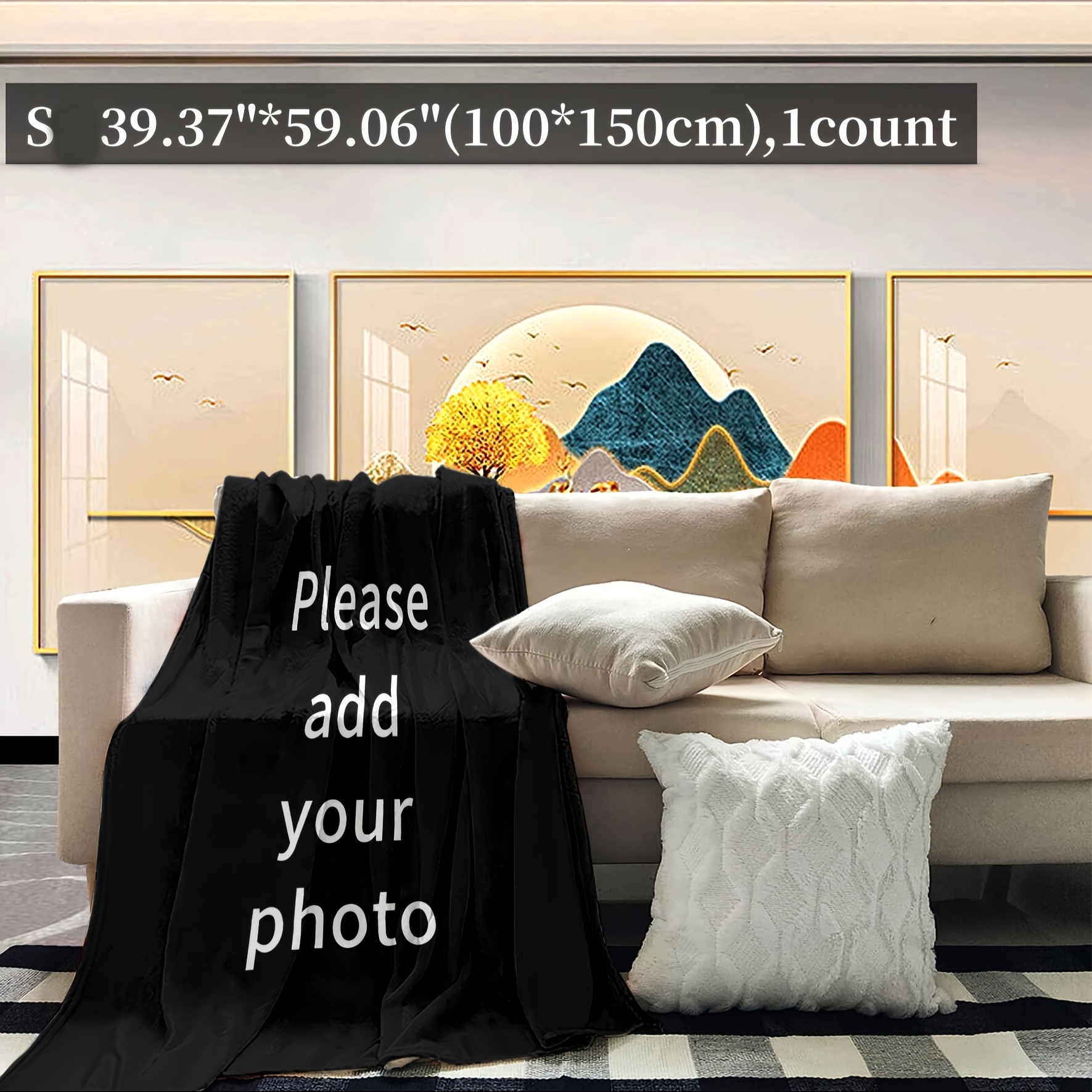 1pc Personalized Photo/ Picture Flannel Blanket - with Your Own Photos & Pictures, Soft Warm Cozy Bedspread for s/, Birthday/Anniversary Gift Suitable for Home, Travel, Office - All-Season Comfortable Bed Covering