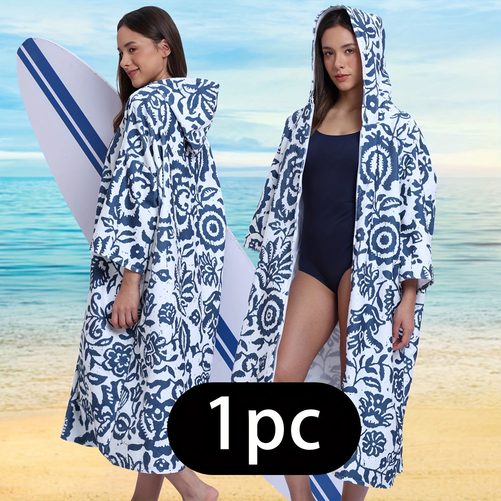 Hooded Beach Surfing Towel| Absorbent, Quick-Drying, Polyester Microfiber Bathrobe for Men & Women, Ideal for Beach, Camping, Travel, and Outdoor Activities