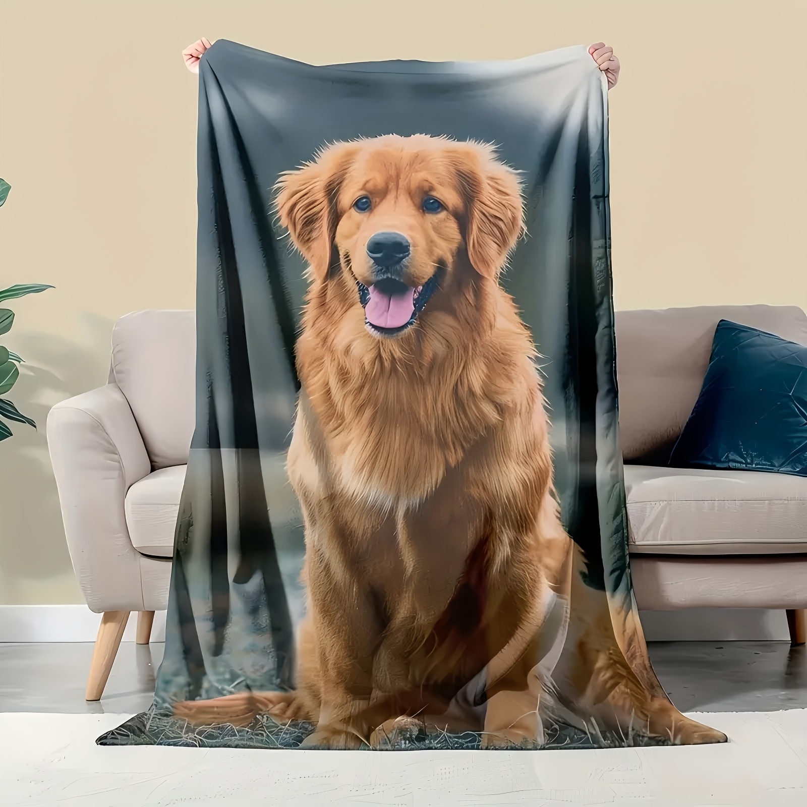 A Dog Photo Throw Blanket- Personalized Pet Portrait Bed Blanket, Machine Washable, Polyester, Tear-Resistant, Suitable for Outdoors, Beach, Car, Living Room, Office, And Pets- Perfect Gift for Dog Lovers, Anniversary, Birthday - GANMIA