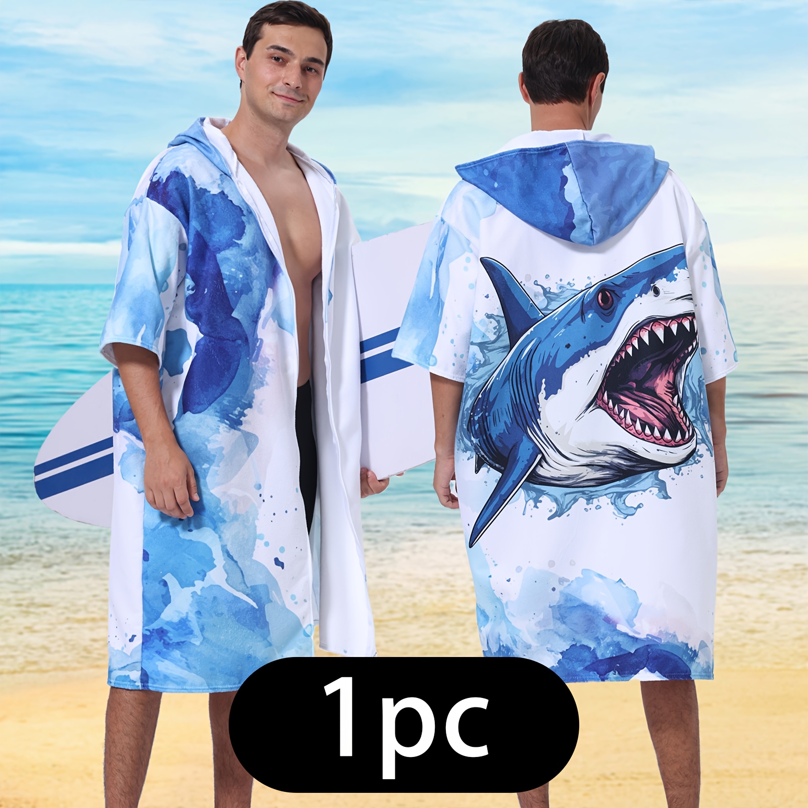 Hooded Beach Surfing Towel| Absorbent, Quick-Drying, Polyester Microfiber Bathrobe for Men & Women, Ideal for Beach, Camping, Travel, and Outdoor Activities