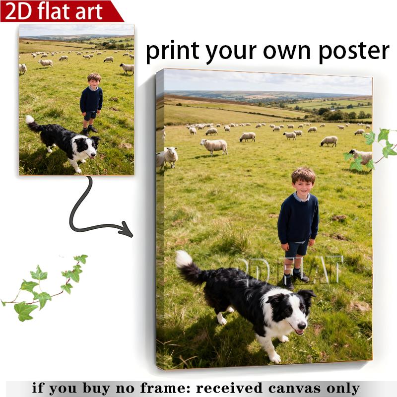2D Flat, Photo Upload Personalized Wall Art - Upload Your Own Pictures Suitable for Home Decor, Wedding Gifts, Housewarming, Upload Photos for Canvas Prints, Modern Vertical for Living Room, Bedroom, Office Decoration, 2D Flat