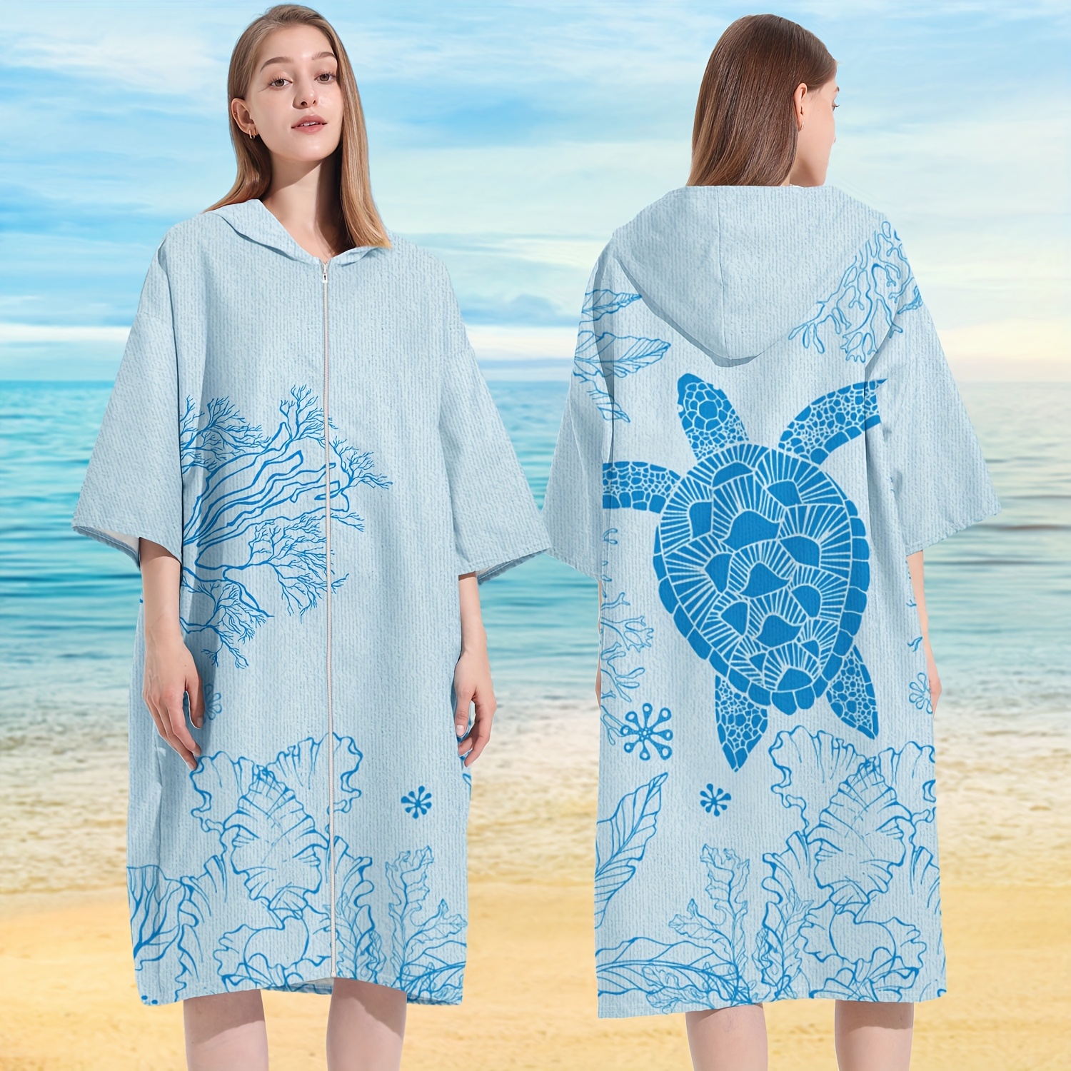 Hooded Beach Surfing Towel| Absorbent, Quick-Drying, Polyester Microfiber Bathrobe for Men & Women, Ideal for Beach, Camping, Travel, and Outdoor Activities
