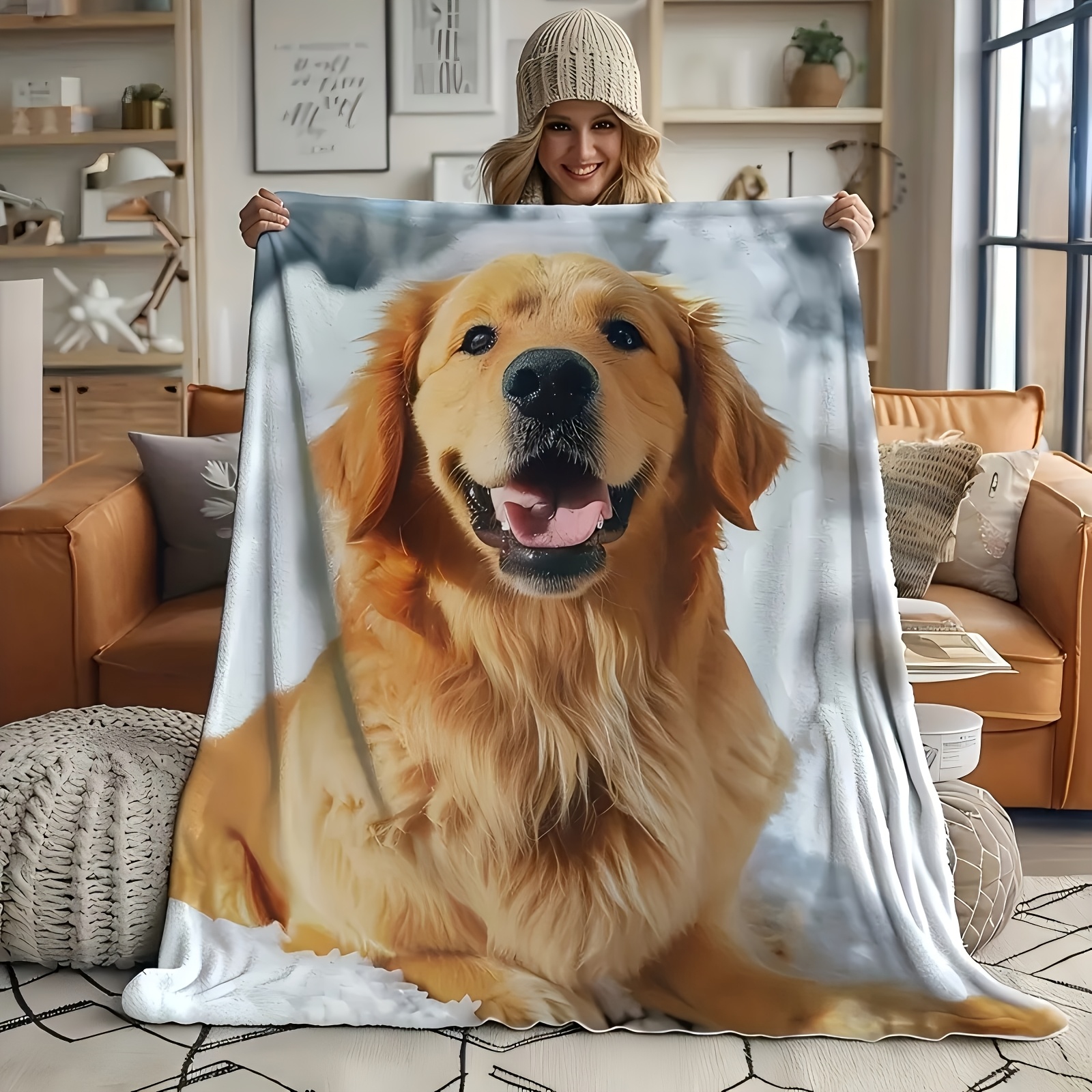 A Dog Photo Throw Blanket- Personalized Pet Portrait Bed Blanket, Machine Washable, Polyester, Tear-Resistant, Suitable for Outdoors, Beach, Car, Living Room, Office, And Pets- Perfect Gift for Dog Lovers, Anniversary, Birthday - GANMIA