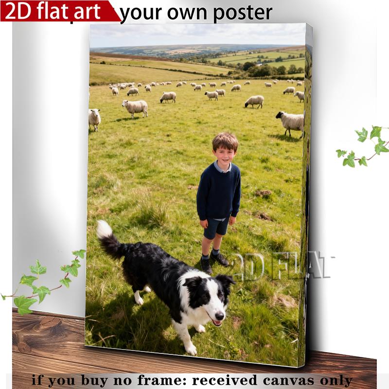 2D Flat, Photo Upload Personalized Wall Art - Upload Your Own Pictures Suitable for Home Decor, Wedding Gifts, Housewarming, Upload Photos for Canvas Prints, Modern Vertical for Living Room, Bedroom, Office Decoration, 2D Flat