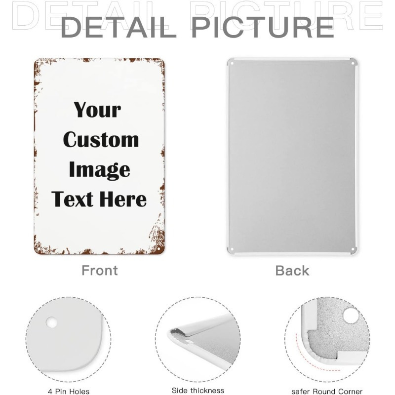 Custom Vintage Tin Sign - Personalize with Your Image, Text, Or Logo| Perfect for Home, Office, Bar And Gifts| Durable 8X12 Inch Wall Art, Vintage, Tin Sign