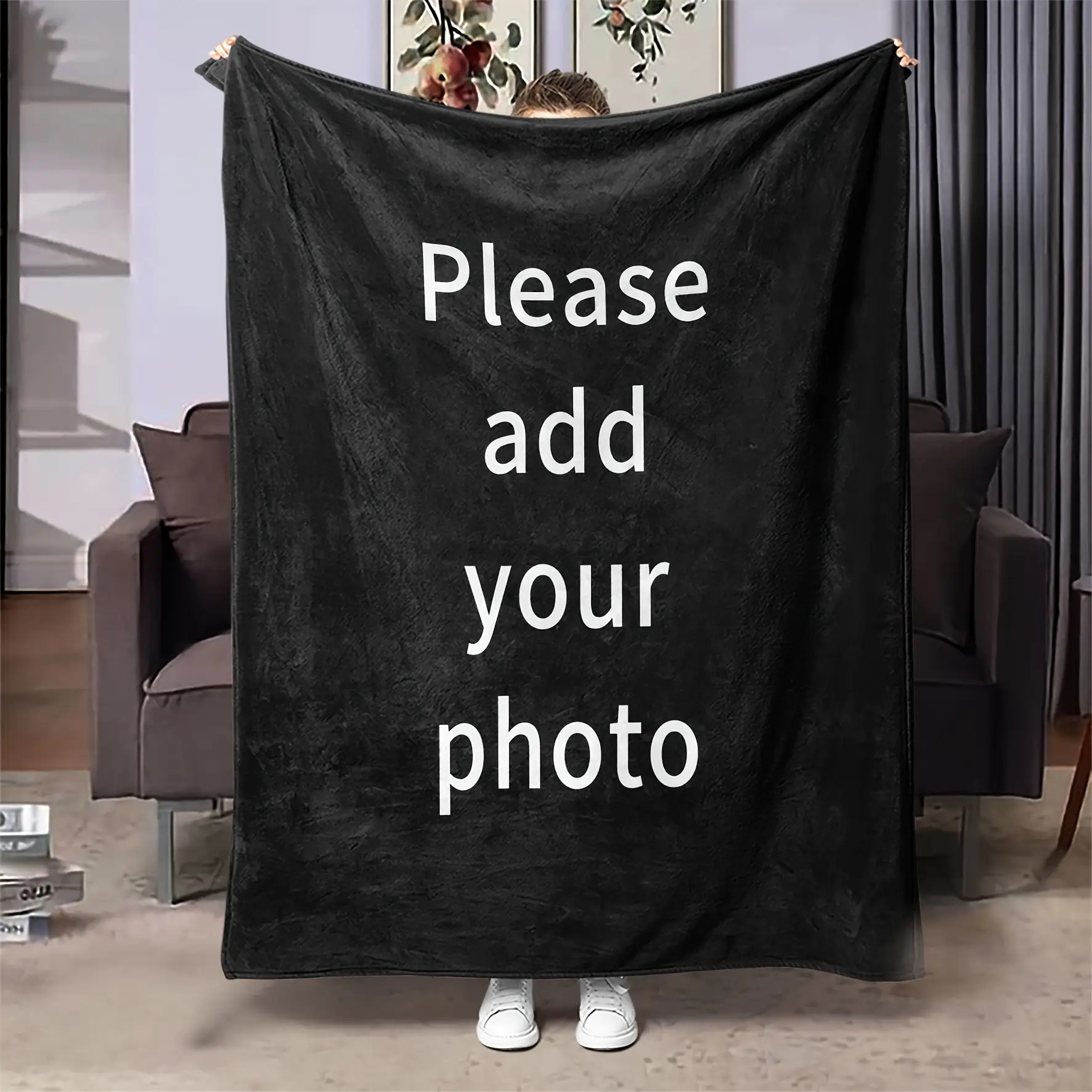 1pc Personalized Photo/ Picture Flannel Blanket - with Your Own Photos & Pictures, Soft Warm Cozy Bedspread for s/, Birthday/Anniversary Gift Suitable for Home, Travel, Office - All-Season Comfortable Bed Covering