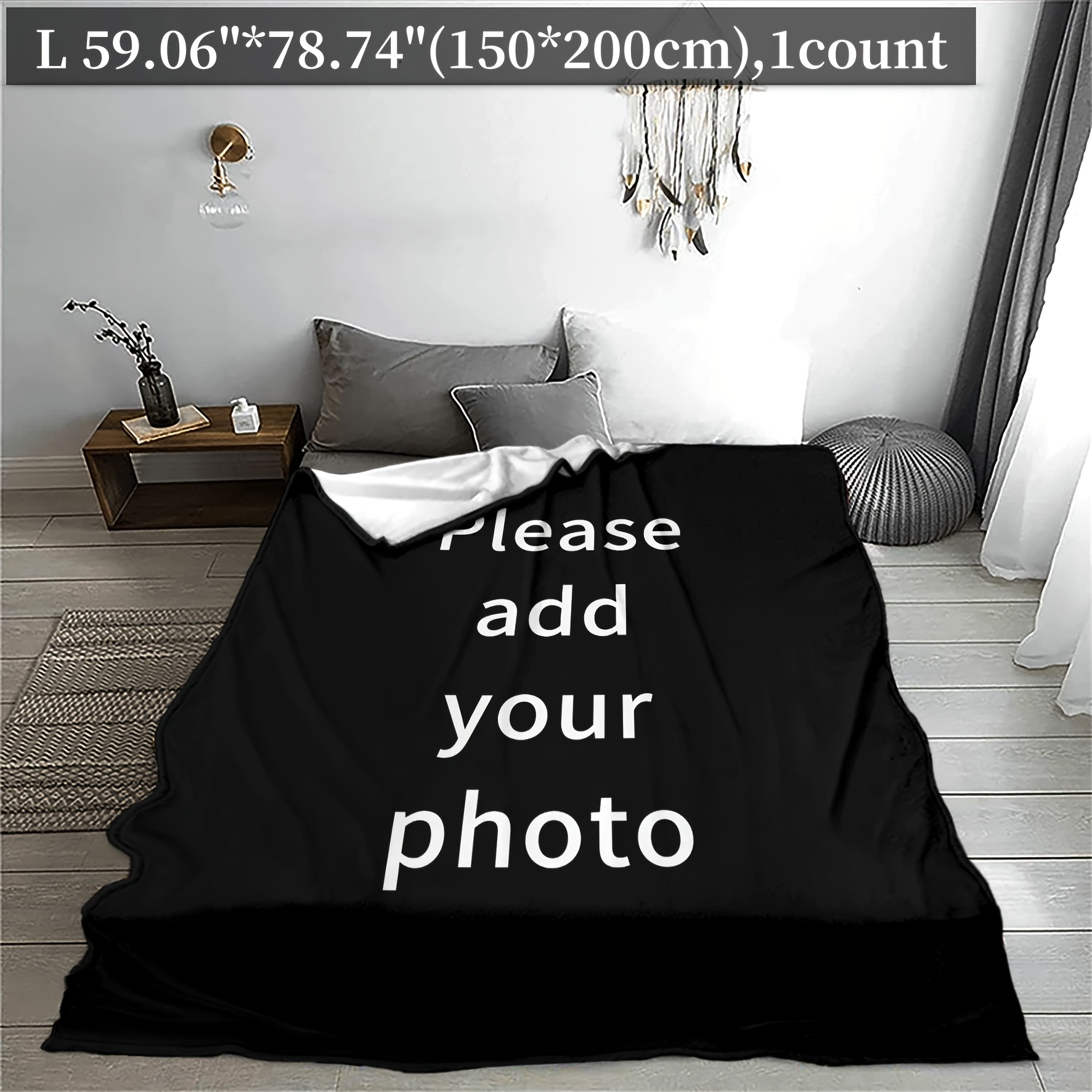 1pc Personalized Photo/ Picture Flannel Blanket - with Your Own Photos & Pictures, Soft Warm Cozy Bedspread for s/, Birthday/Anniversary Gift Suitable for Home, Travel, Office - All-Season Comfortable Bed Covering