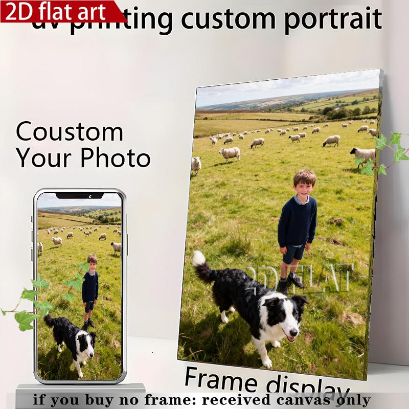 2D Flat, Photo Upload Personalized Wall Art - Upload Your Own Pictures Suitable for Home Decor, Wedding Gifts, Housewarming, Upload Photos for Canvas Prints, Modern Vertical for Living Room, Bedroom, Office Decoration, 2D Flat