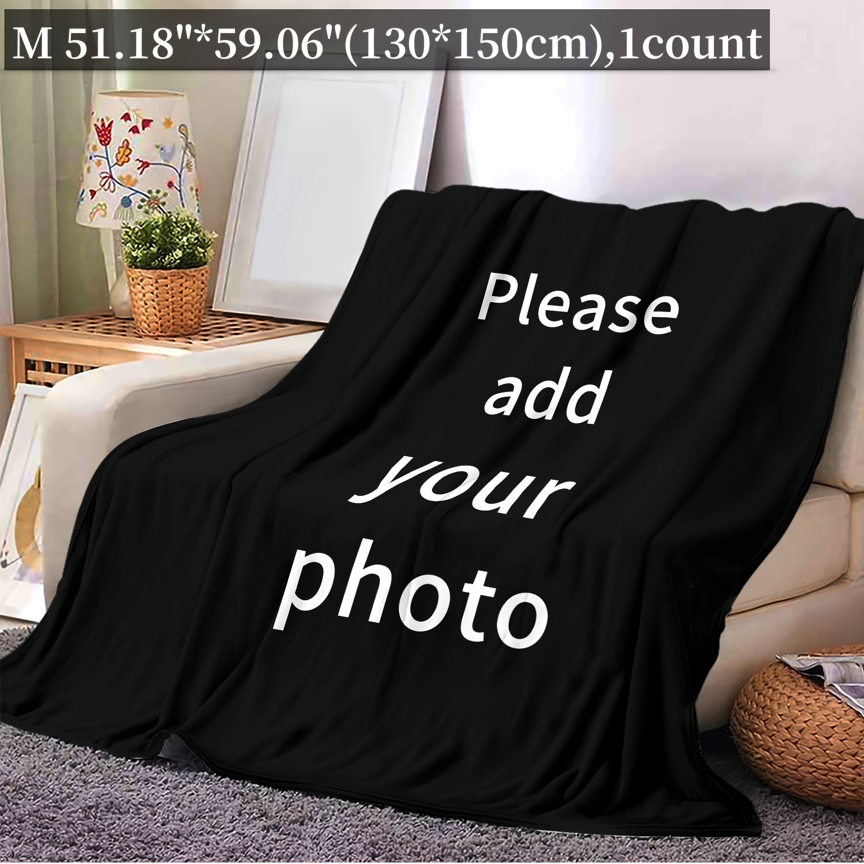 1pc Personalized Photo/ Picture Flannel Blanket - with Your Own Photos & Pictures, Soft Warm Cozy Bedspread for s/, Birthday/Anniversary Gift Suitable for Home, Travel, Office - All-Season Comfortable Bed Covering