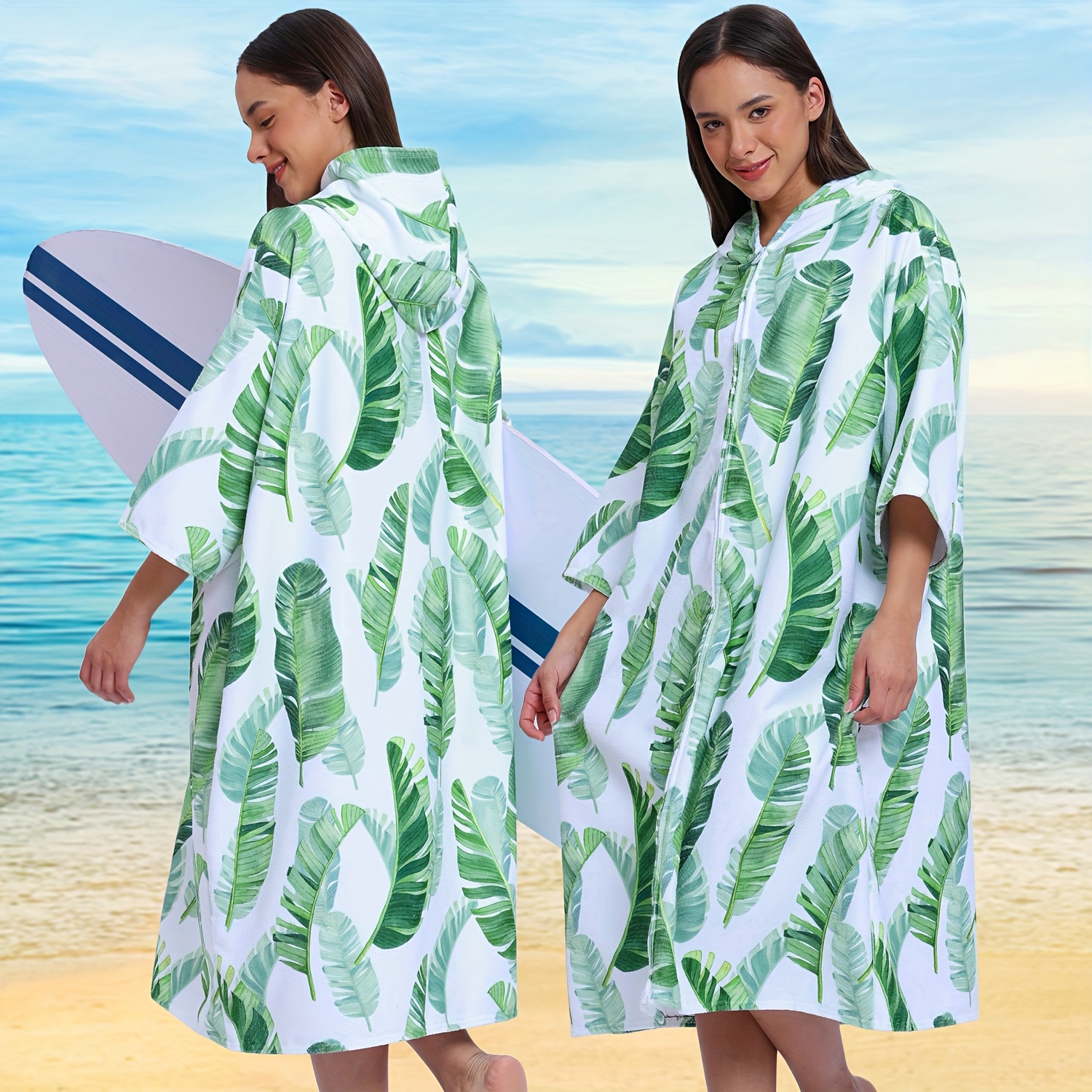 Hooded Beach Surfing Towel| Absorbent, Quick-Drying, Polyester Microfiber Bathrobe for Men & Women, Ideal for Beach, Camping, Travel, and Outdoor Activities