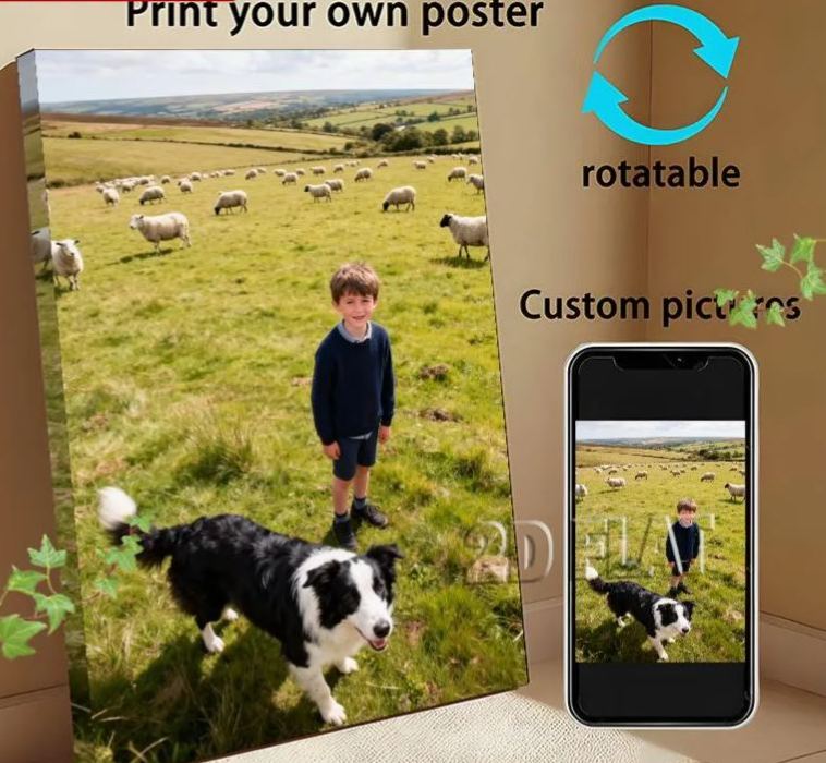 2D Flat, Photo Upload Personalized Wall Art - Upload Your Own Pictures Suitable for Home Decor, Wedding Gifts, Housewarming, Upload Photos for Canvas Prints, Modern Vertical for Living Room, Bedroom, Office Decoration, 2D Flat