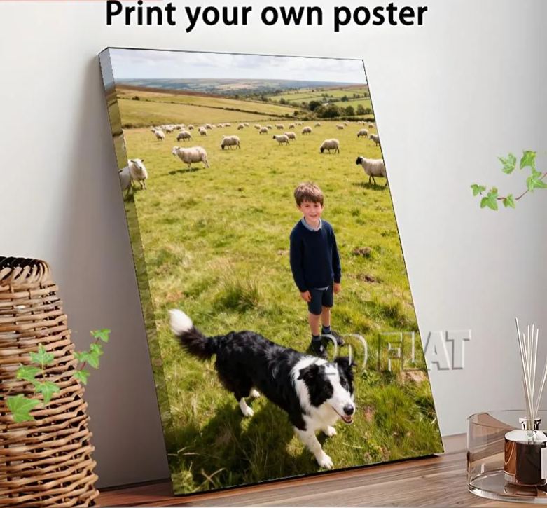 2D Flat, Photo Upload Personalized Wall Art - Upload Your Own Pictures Suitable for Home Decor, Wedding Gifts, Housewarming, Upload Photos for Canvas Prints, Modern Vertical for Living Room, Bedroom, Office Decoration, 2D Flat