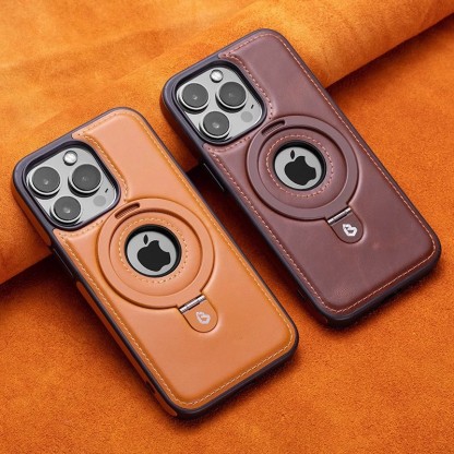 Leather Magsafe Bracket Mobile Phone Case for iPhone