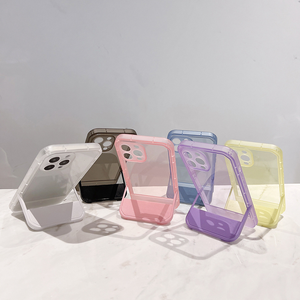 Transparent Silicon Bracket Mobile Phone Case for Apple iPhone