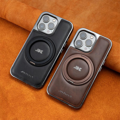 Luxury Leather Business Magsafe Bracket Mobile Phone Case for iPhone