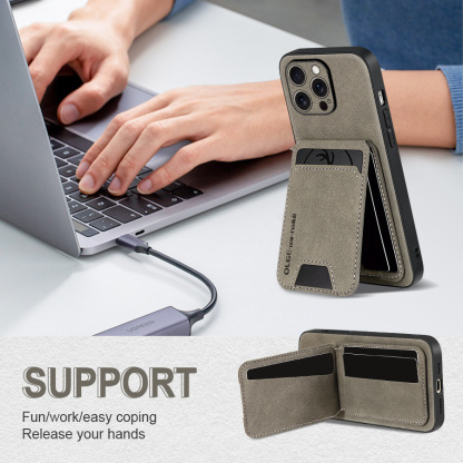 Leather Business Card Wallet Mobile Phone Case for iPhone