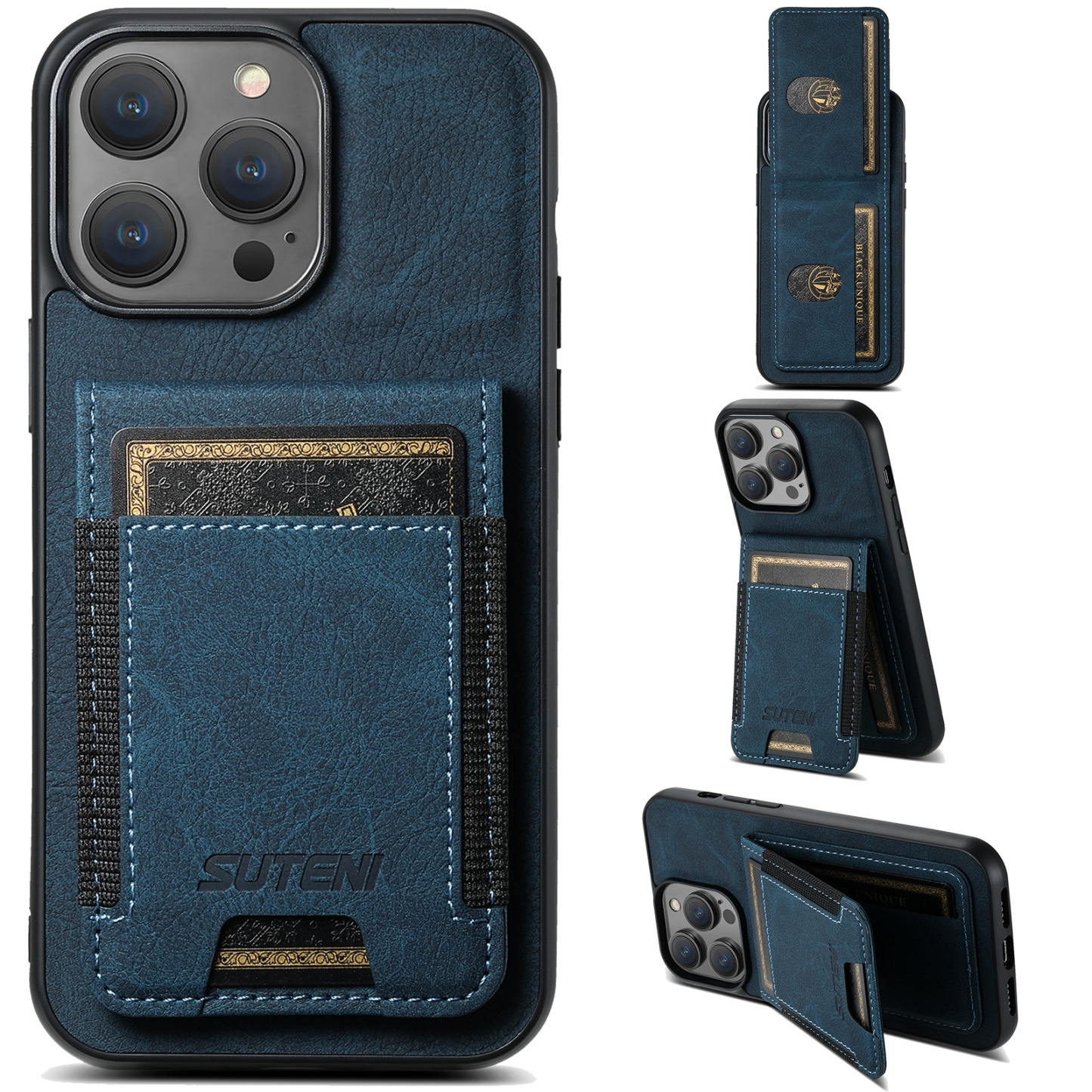 Luxury Leather Business Card Wallet Mobile Phone Case for Apple iPhone