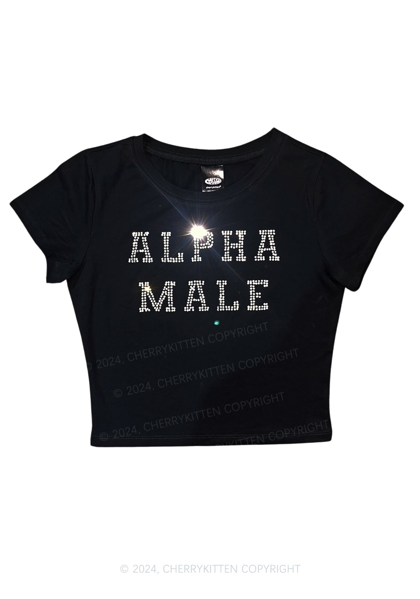 Rhinestone Alpha Male Y2K Baby Tee 