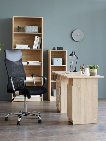 Bookcase HORSENS 5 shelves wide warm oak colour