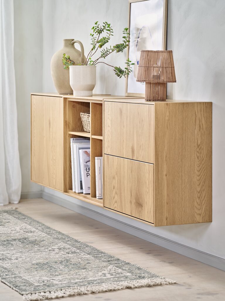 Wall unit module GEDSER bookcase warm oak colour