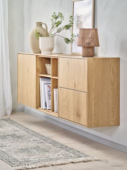 Wall unit module GEDSER bookcase warm oak colour
