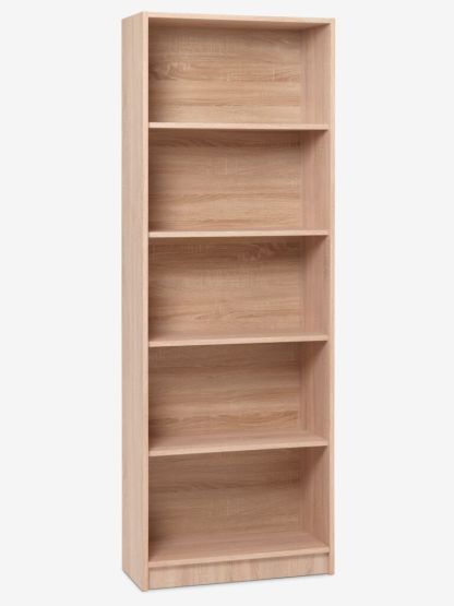 Bookcase HORSENS 5 shelves wide warm oak colour
