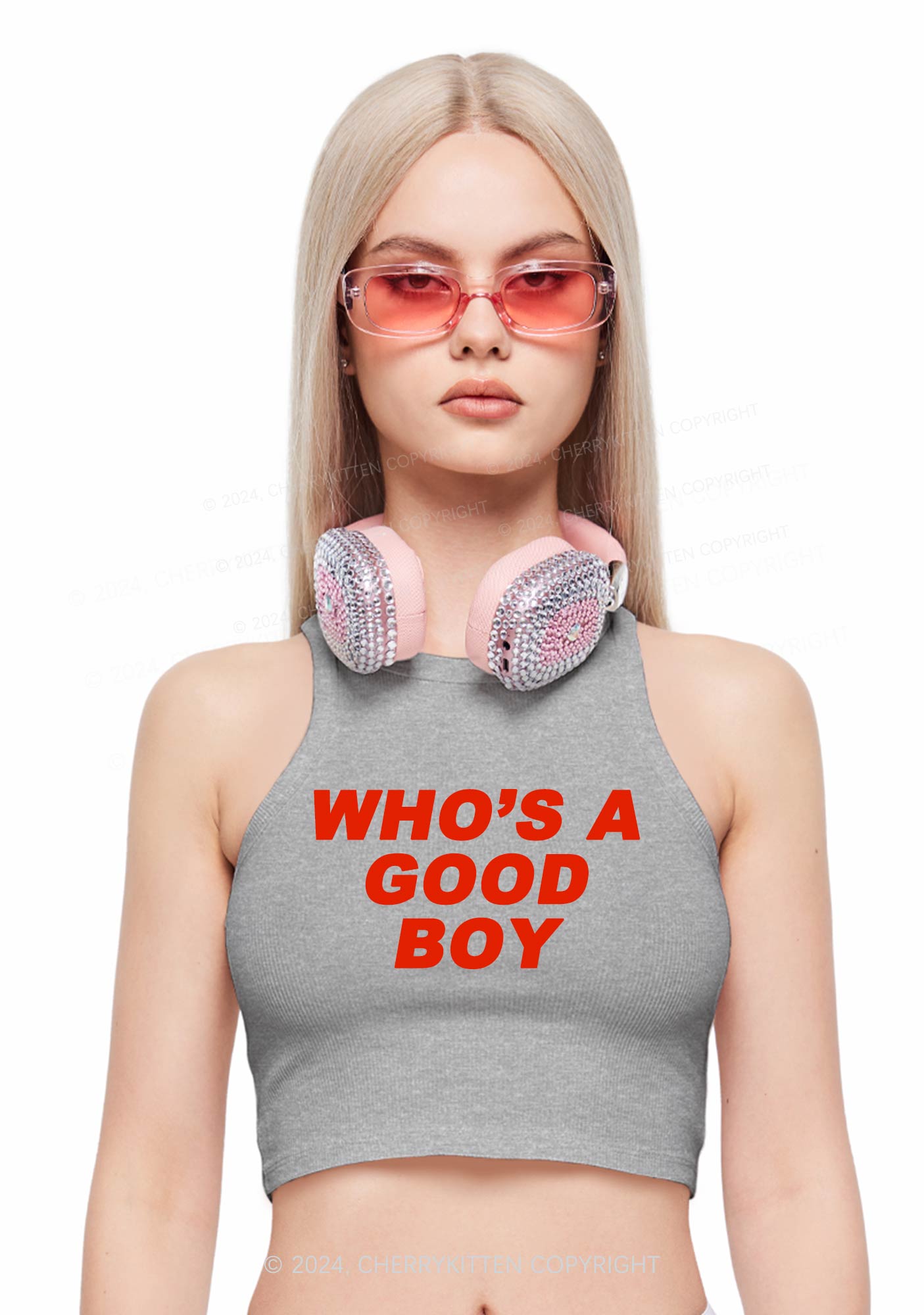 Who's A Good Boy Y2K Crop Tank Top 
