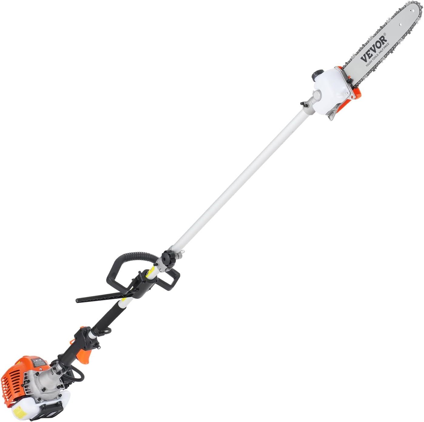52cc Gas-Powered 6-in-1 Multi-Functional Trimmer - Hedge Trimmer, Brush Cutter, Weed Eater, Edger, Pole Saw & Chainsaw Pruner, EPA, CE & EMC Certified
