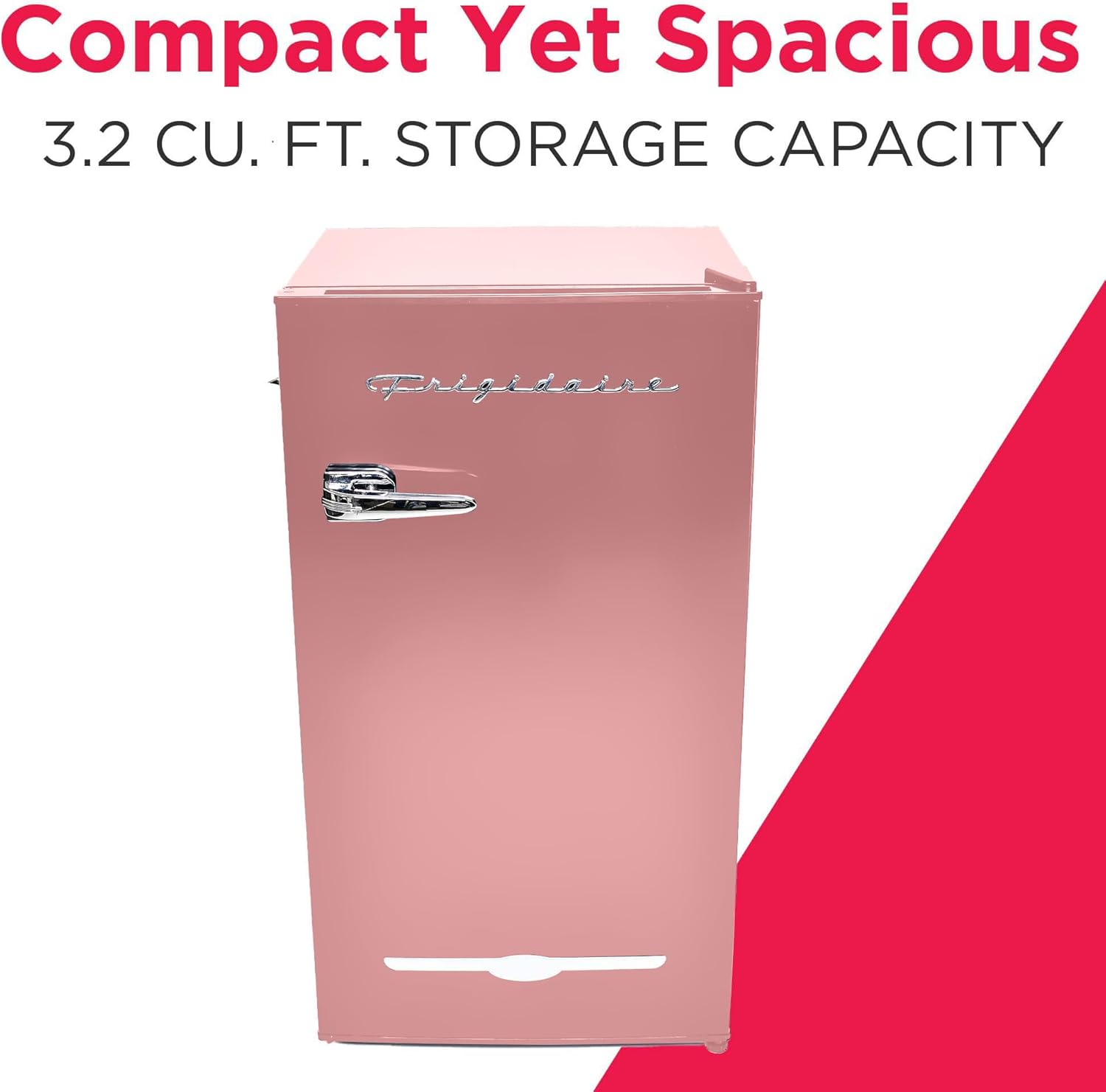Frigidaire EFR376 Retro Bar Fridge Refrigerator with Side Bottle Opener, 3.2 cu. Ft, Pink/Coral